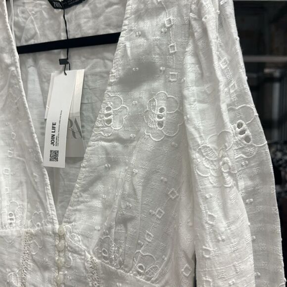 ZARA | White | EMBROIDERED DRESS - Picture 10 of 10